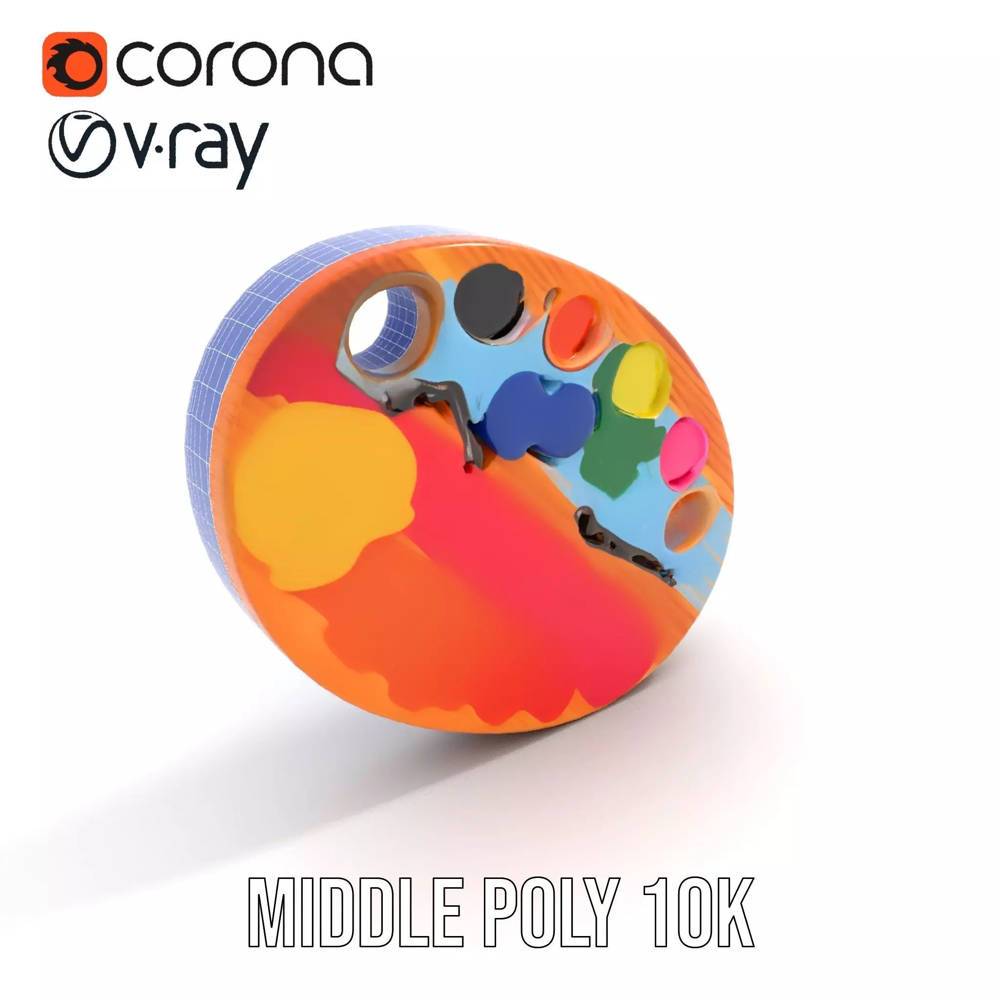 Vibrant Painters Palette model pack Low-poly 3D model_29