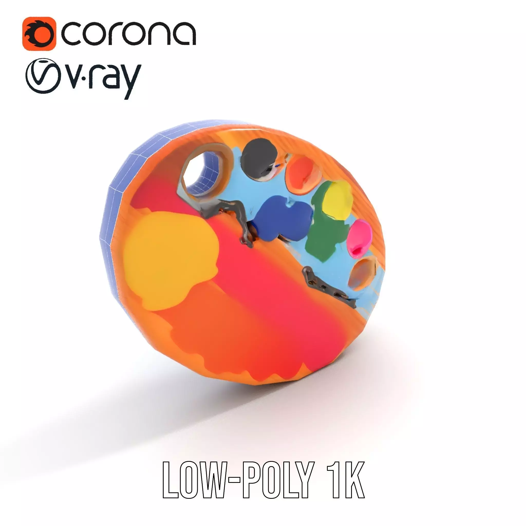 Vibrant Painters Palette model pack Low-poly 3D model_7