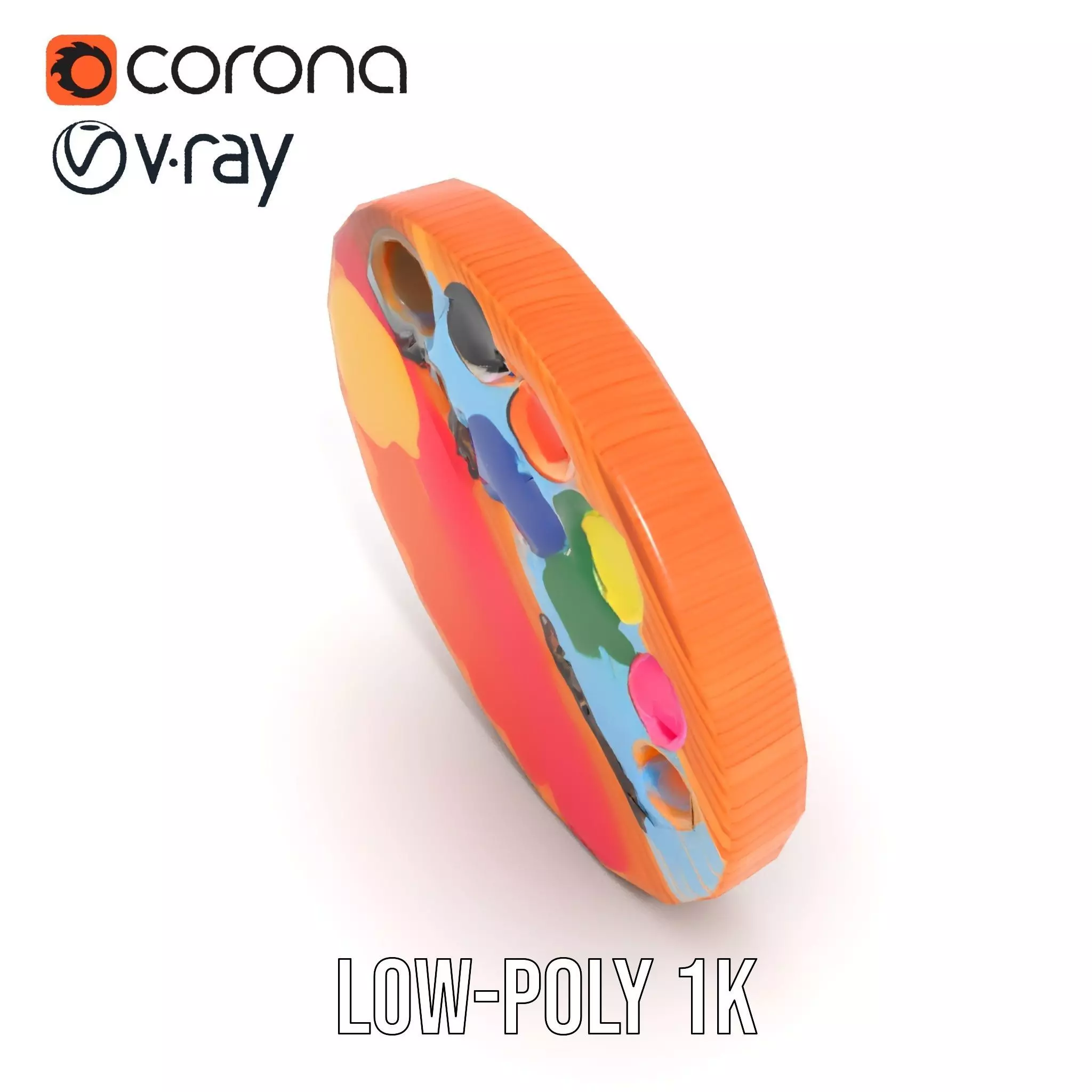 Vibrant Painters Palette model pack Low-poly 3D model_24