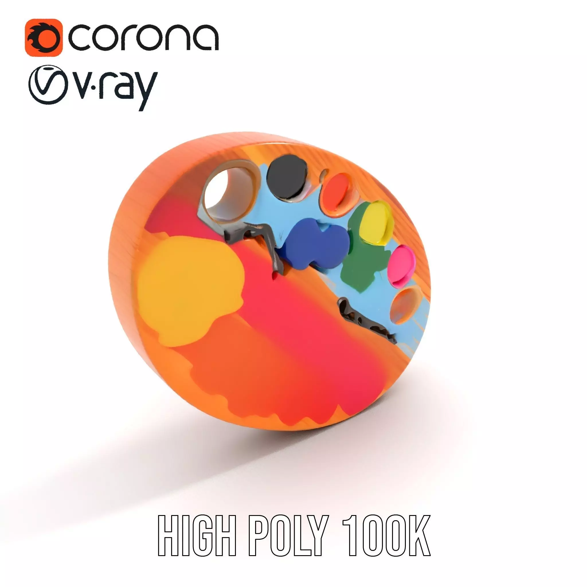 Vibrant Painters Palette model pack Low-poly 3D model_15