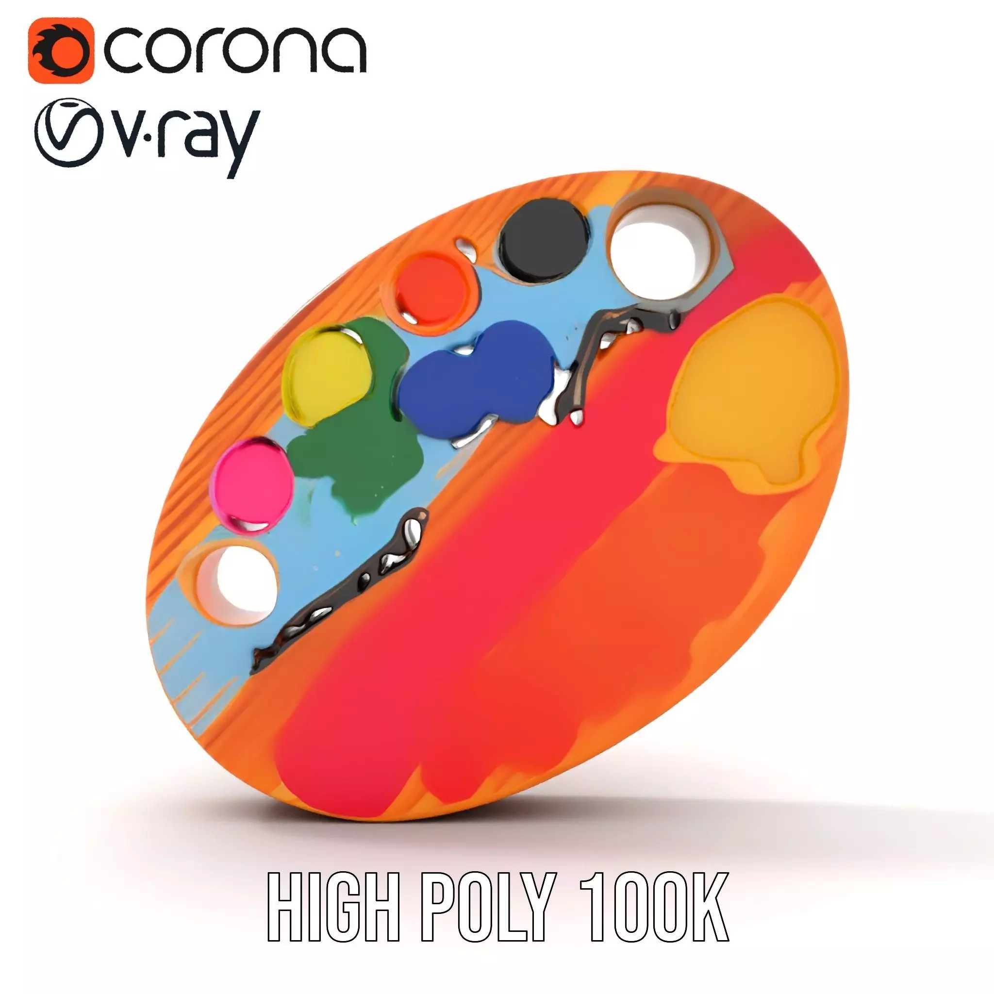Vibrant Painters Palette model pack Low-poly 3D model_31
