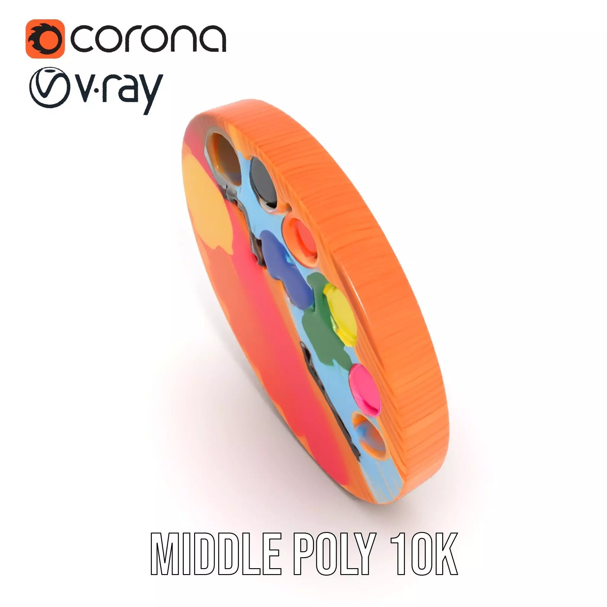 Vibrant Painters Palette model pack Low-poly 3D model_5