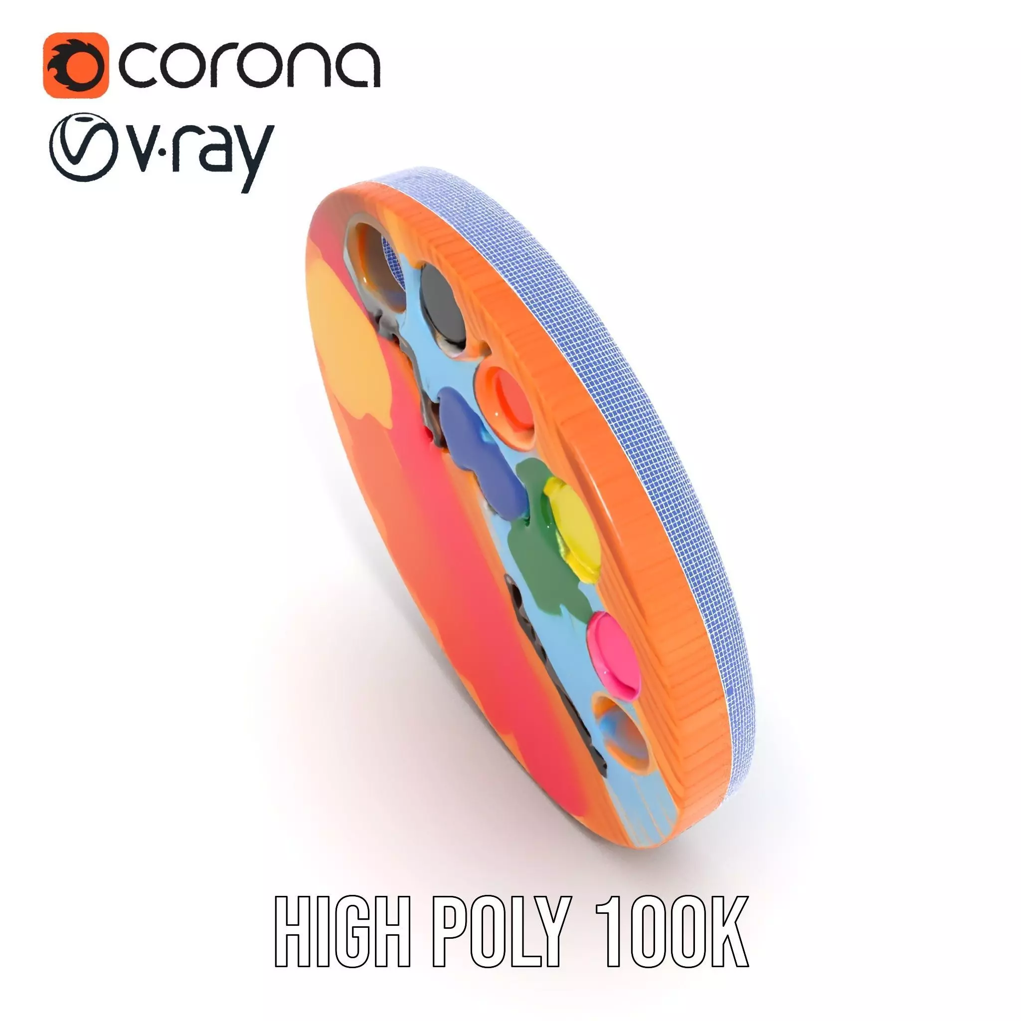 Vibrant Painters Palette model pack Low-poly 3D model_22