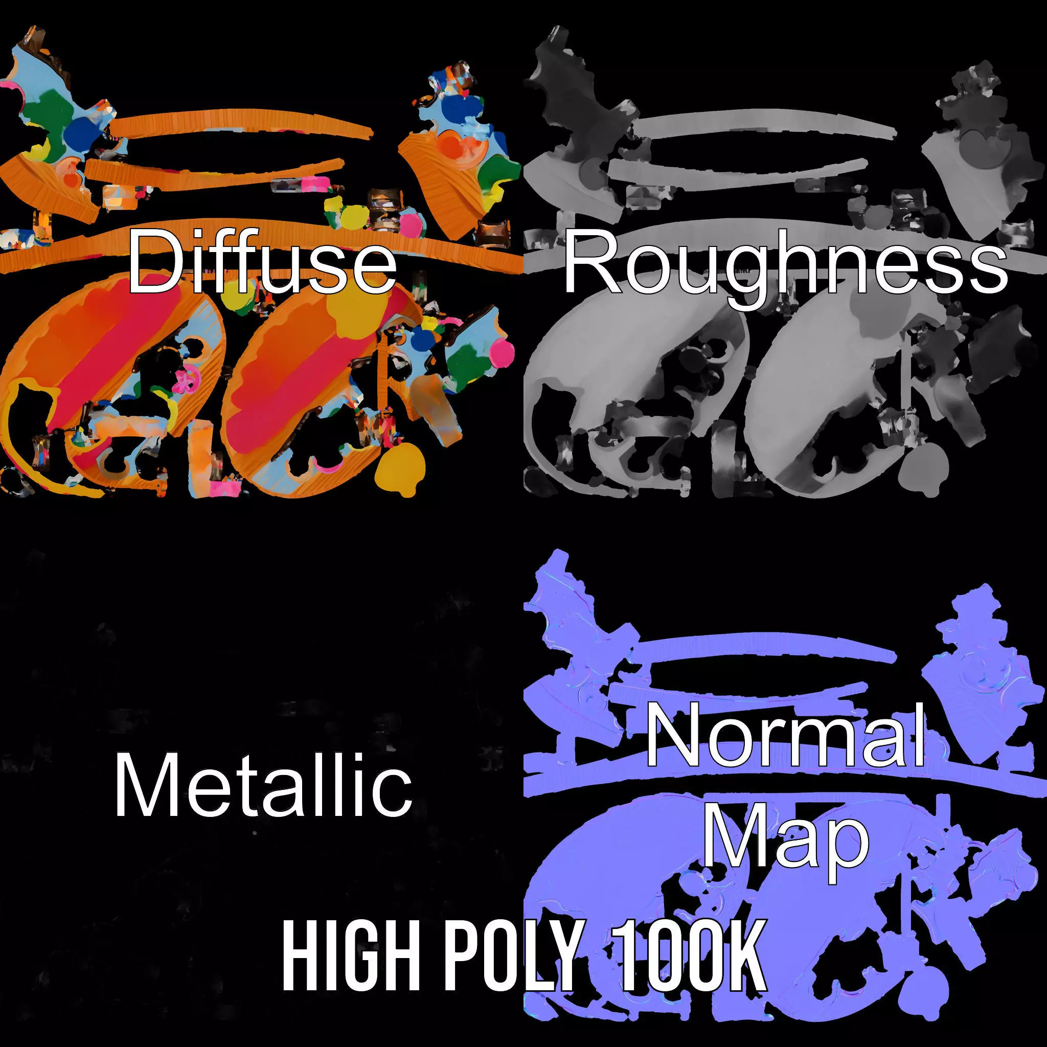 Vibrant Painters Palette model pack Low-poly 3D model_3