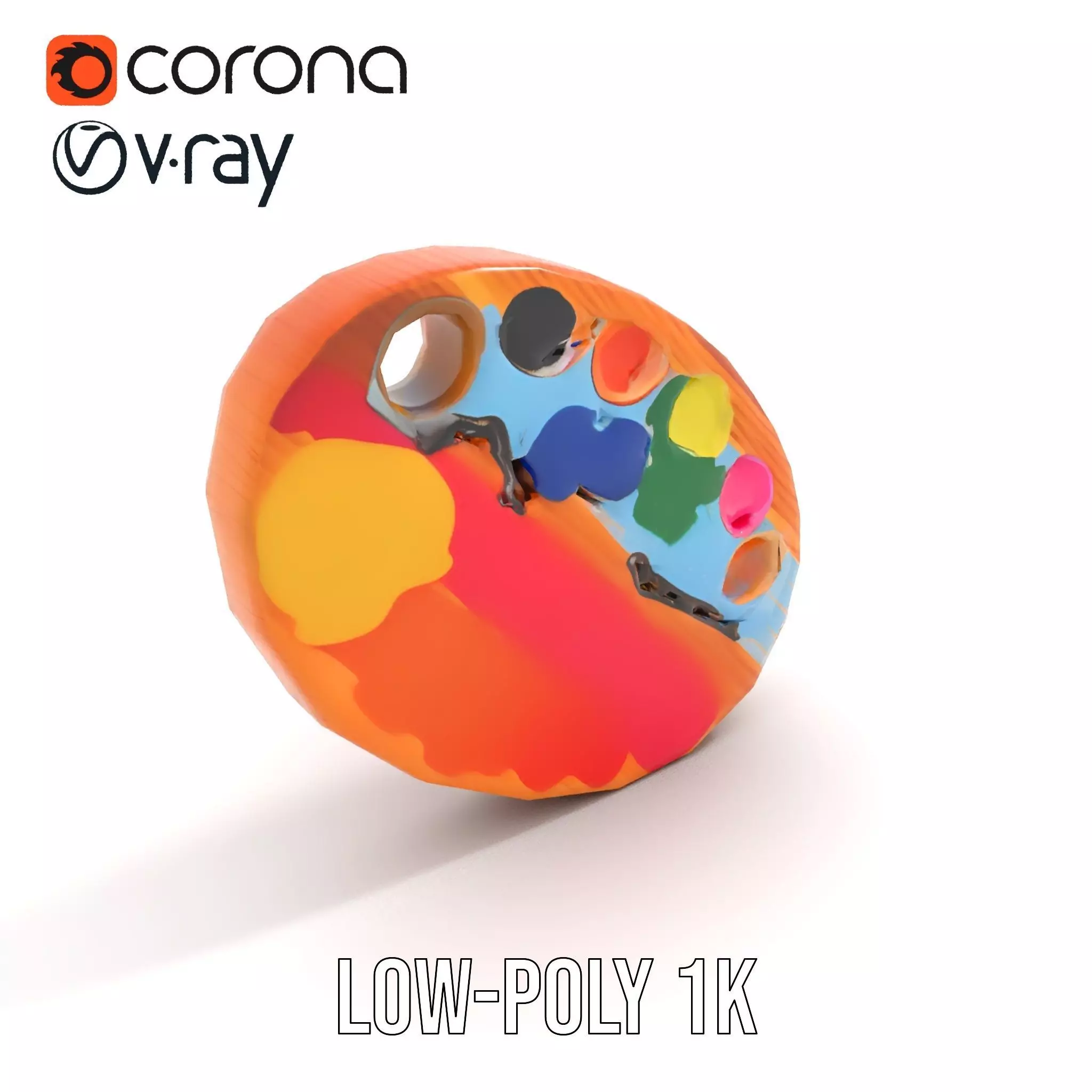 Vibrant Painters Palette model pack Low-poly 3D model_12