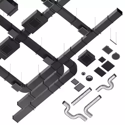 Duct System Components Low-poly 3D model