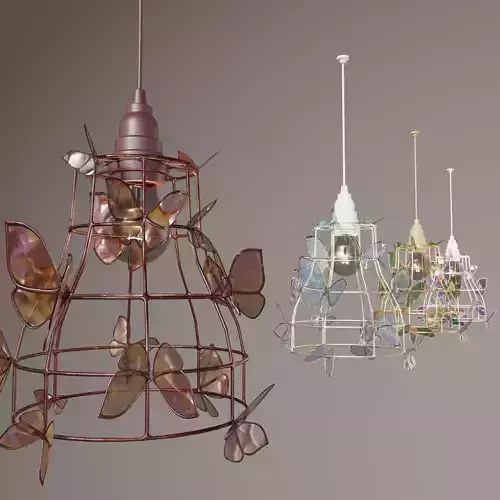 Stained glass pendant lights 3D model