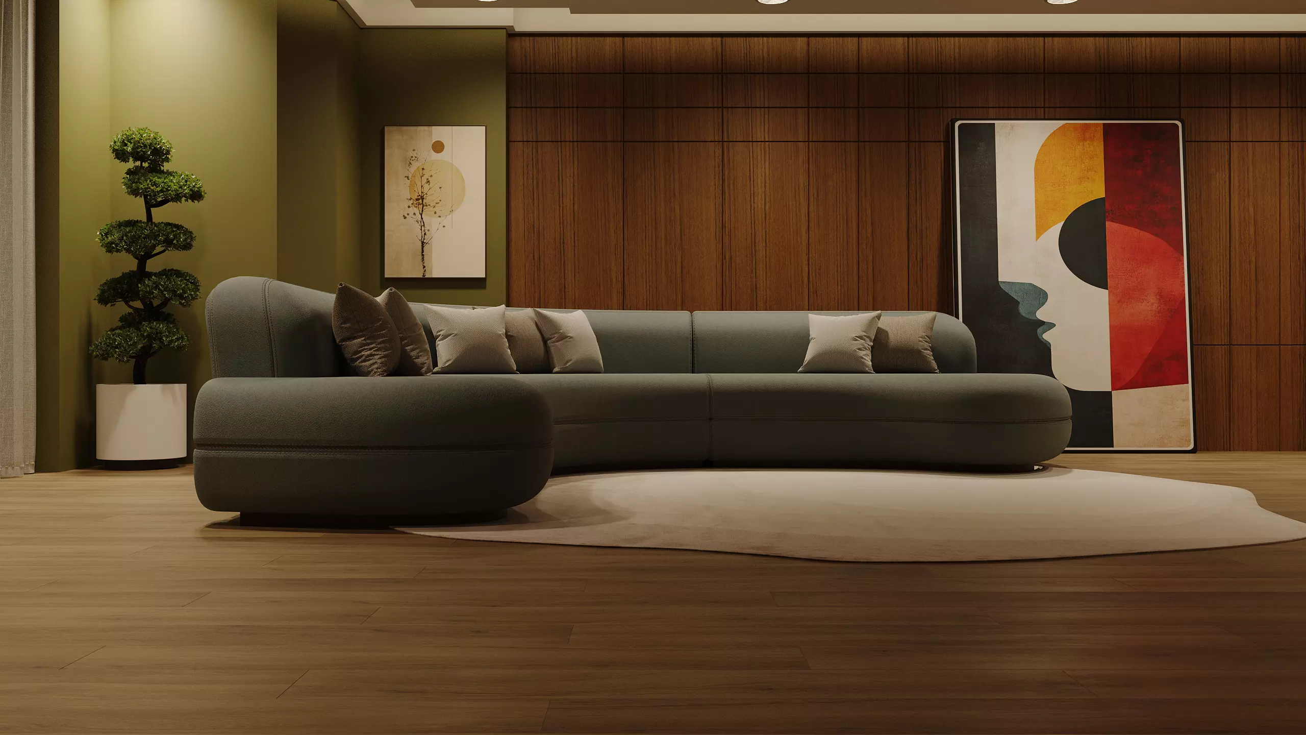 Modern Curved Sectional Sofa Minimalist Luxury Design 3D model_2