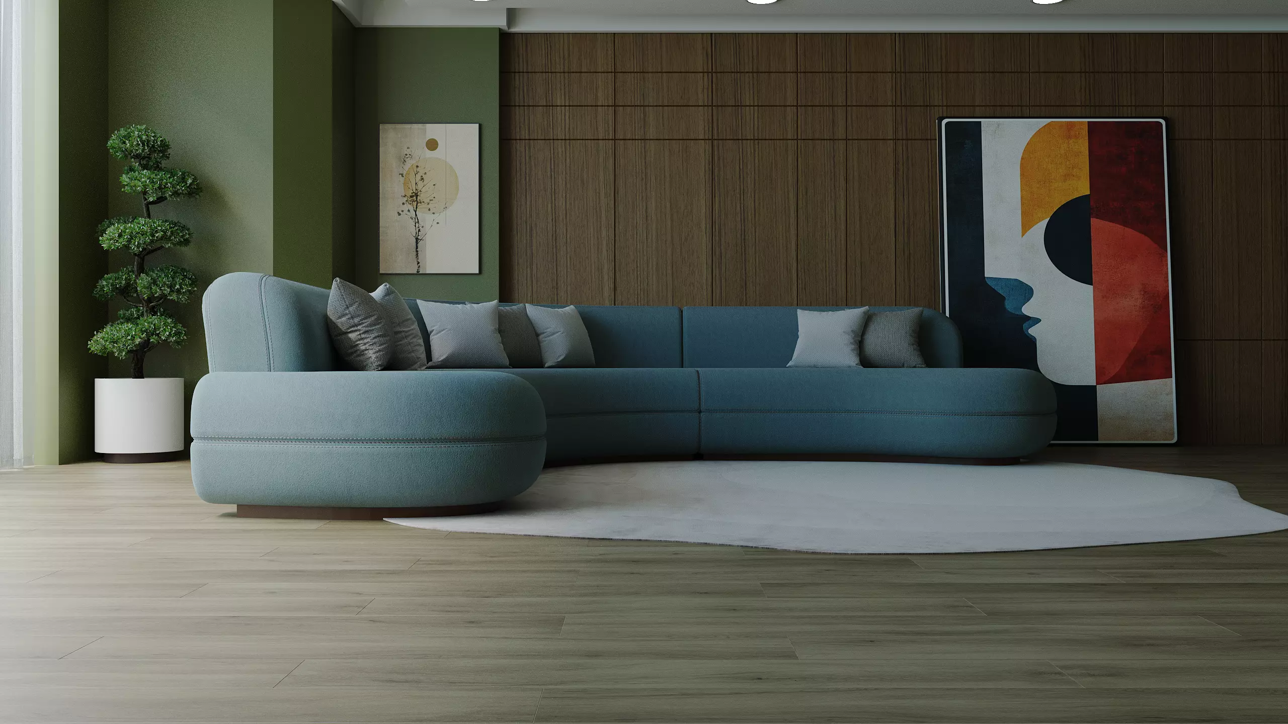 Modern Curved Sectional Sofa Minimalist Luxury Design 3D model_1