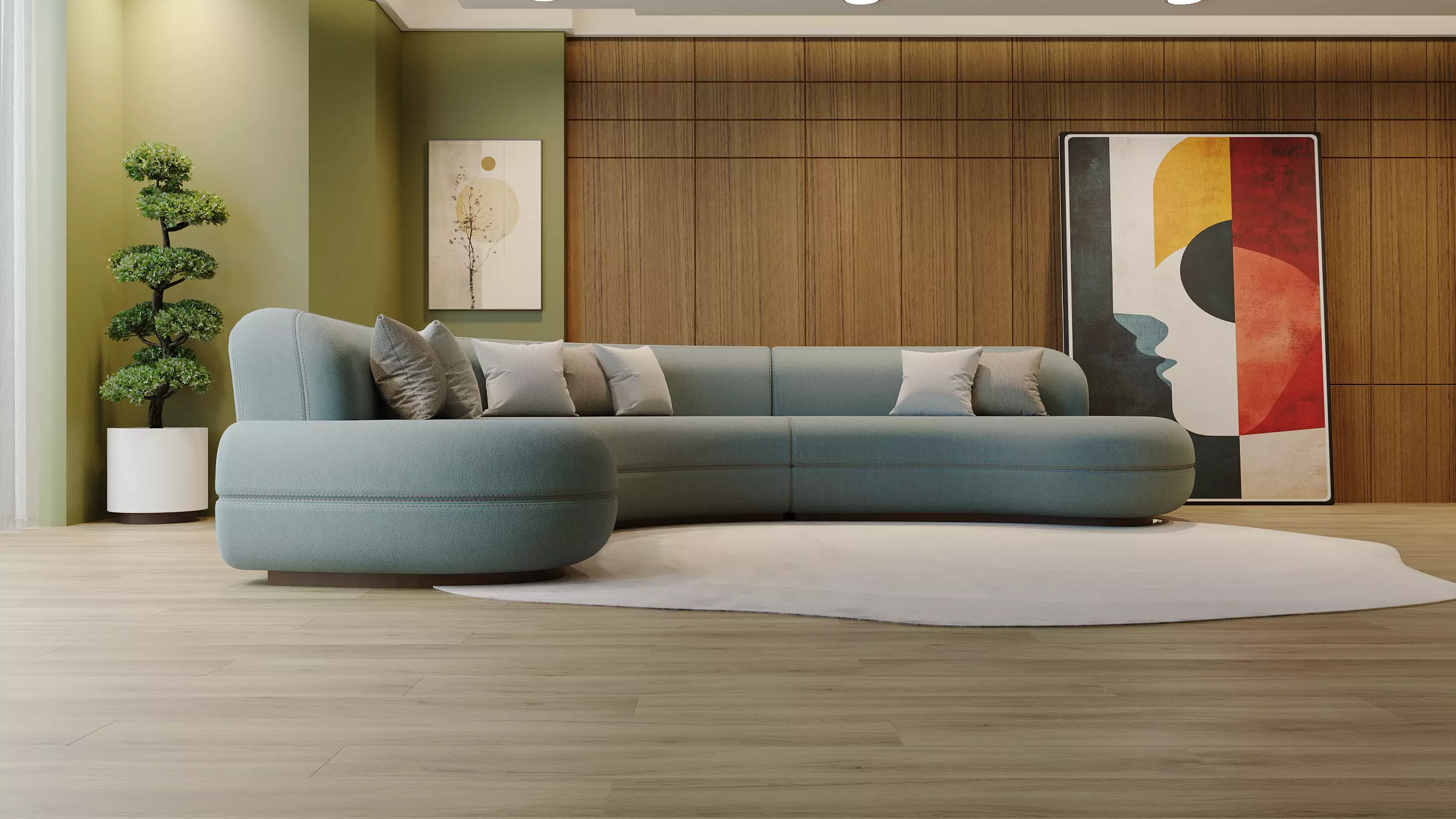 Modern Curved Sectional Sofa Minimalist Luxury Design 3D model_0