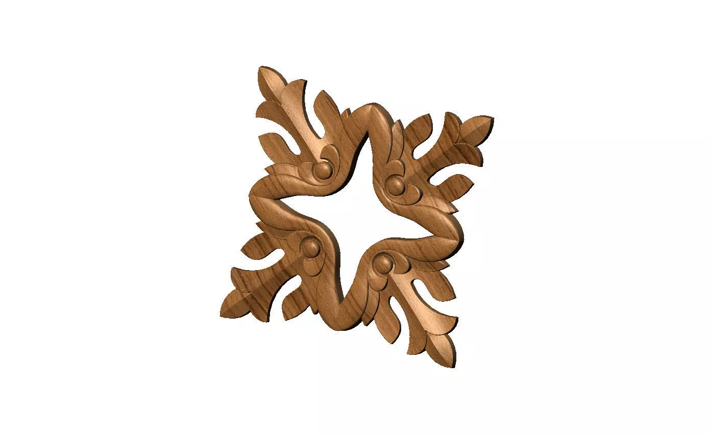 Open square floral rosette carving molding relief onlay 3D print model_9