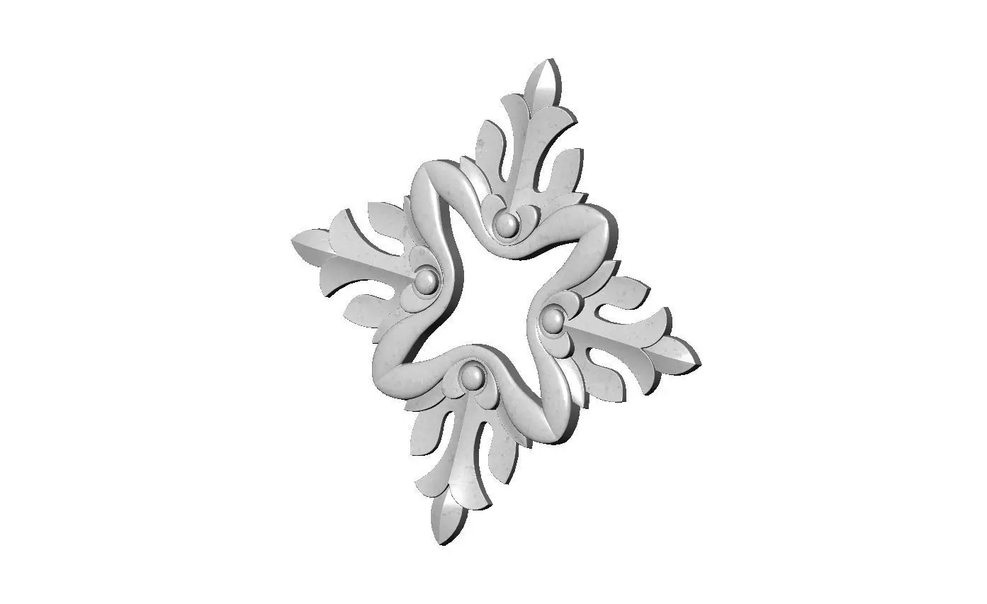 Open square floral rosette carving molding relief onlay 3D print model_8