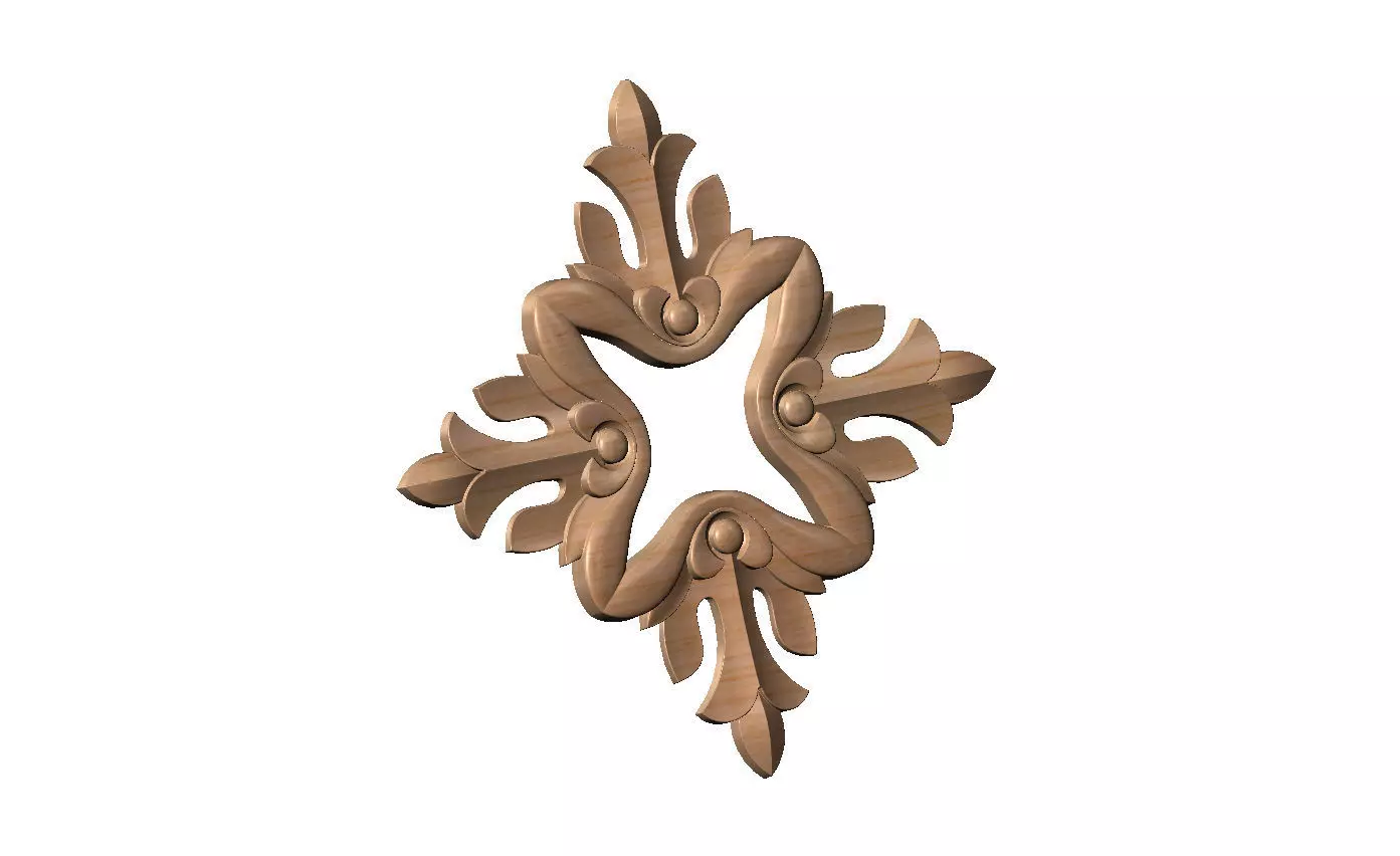 Open square floral rosette carving molding relief onlay 3D print model_11