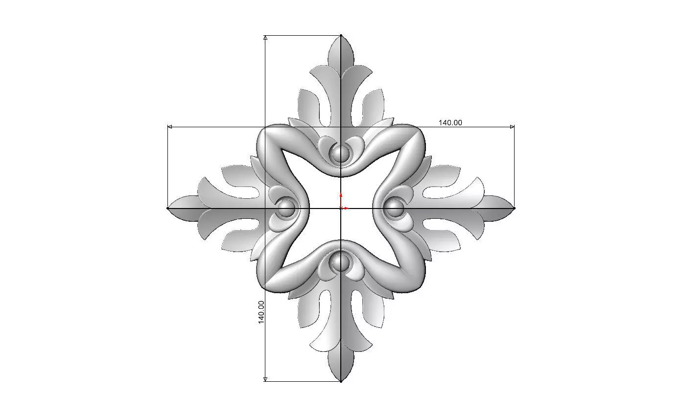 Open square floral rosette carving molding relief onlay 3D print model_5