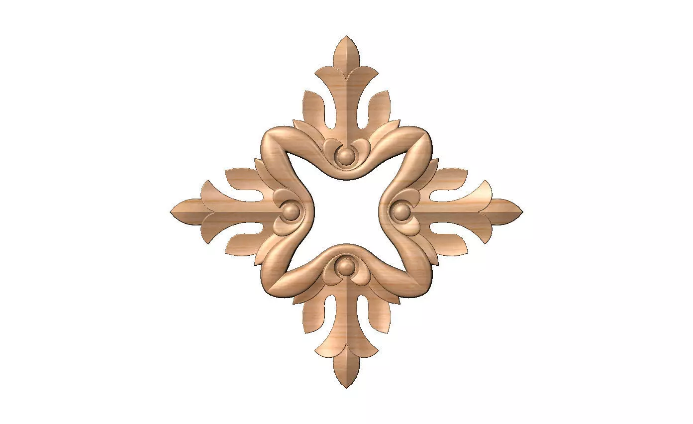 Open square floral rosette carving molding relief onlay 3D print model_10