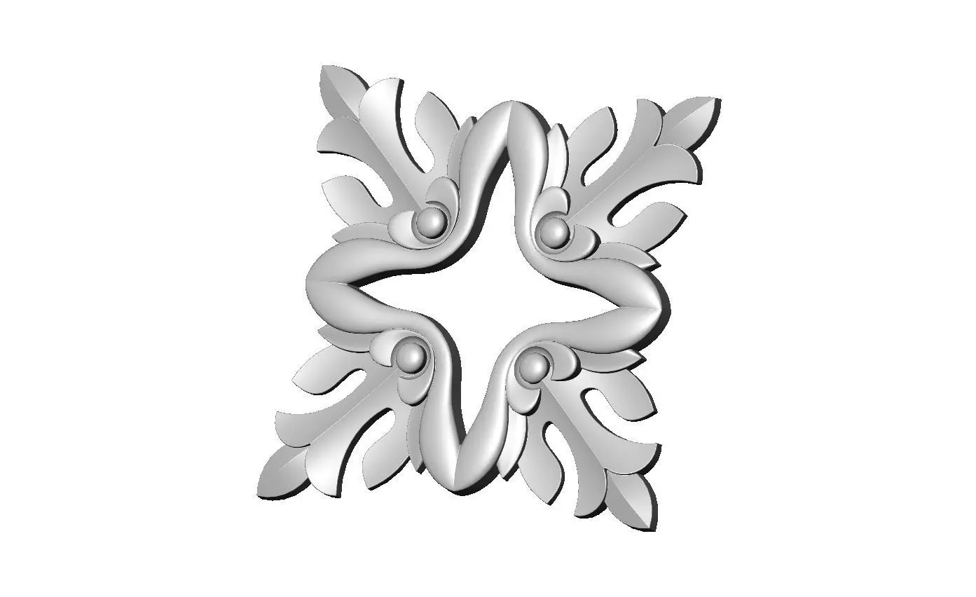 Open square floral rosette carving molding relief onlay 3D print model_2