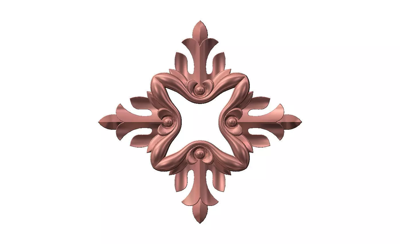 Open square floral rosette carving molding relief onlay 3D print model_13