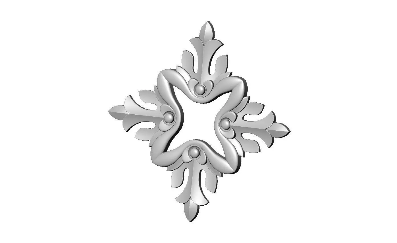 Open square floral rosette carving molding relief onlay 3D print model_0