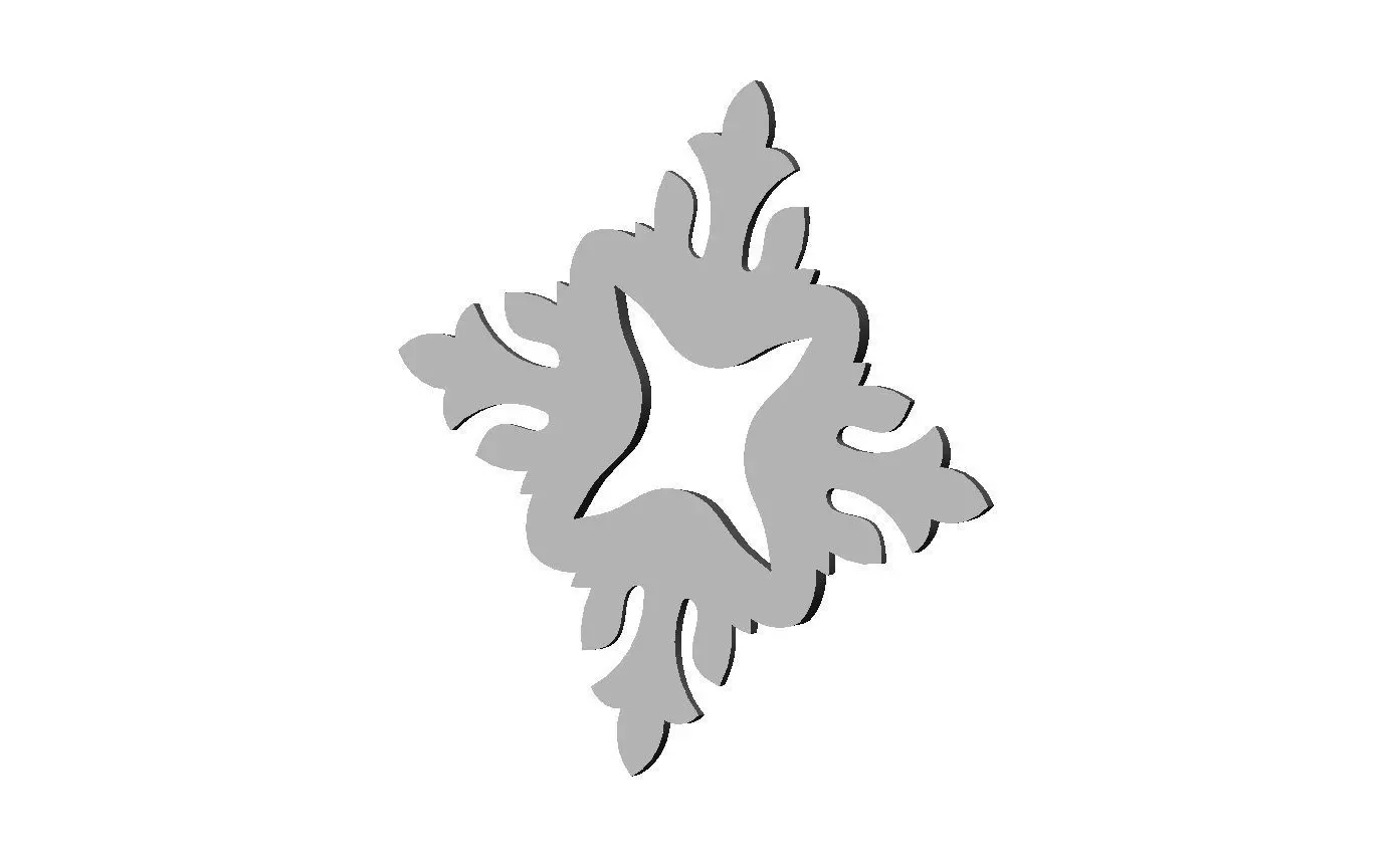 Open square floral rosette carving molding relief onlay 3D print model_4