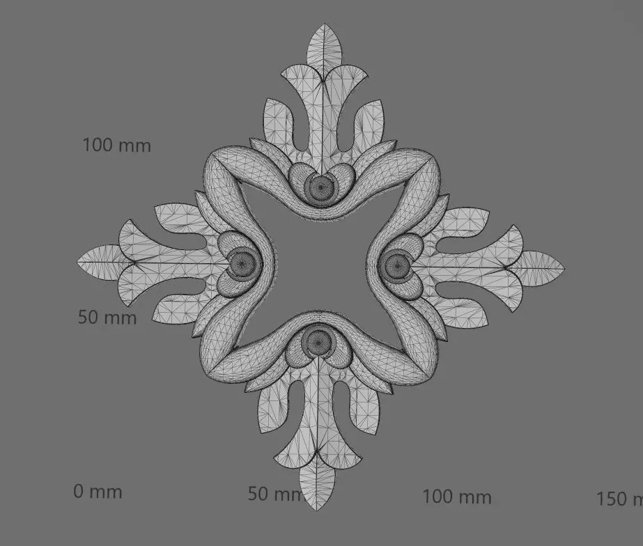 Open square floral rosette carving molding relief onlay 3D print model_14