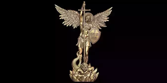 MOISSANITE Saint St Michael Slaying Dragon Archangel Pendant