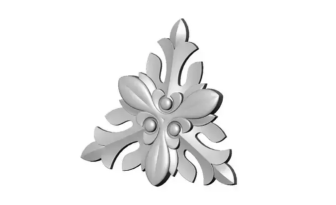 Triple floral motif rosette carving molding relief onlay 3D print model
