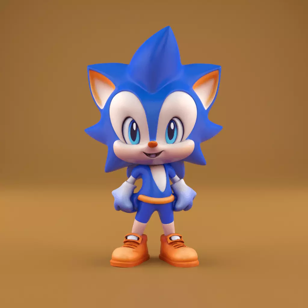 Cute Sonic The Hedgehog STL 3D Printable Model 3D print model_0