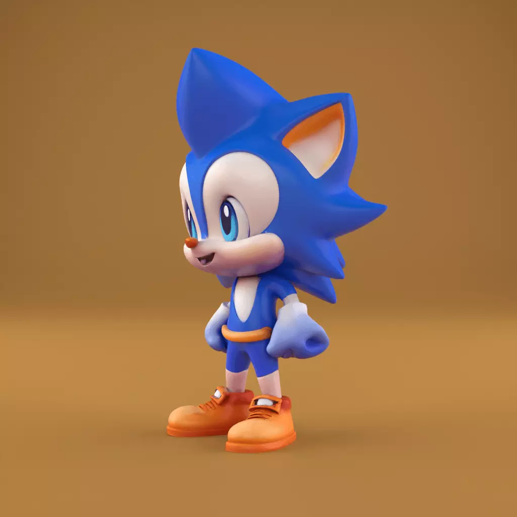 Cute Sonic The Hedgehog STL 3D Printable Model 3D print model_1