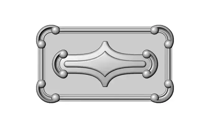 Rectangular scroll ornament carved arcs frame relief 3D print model