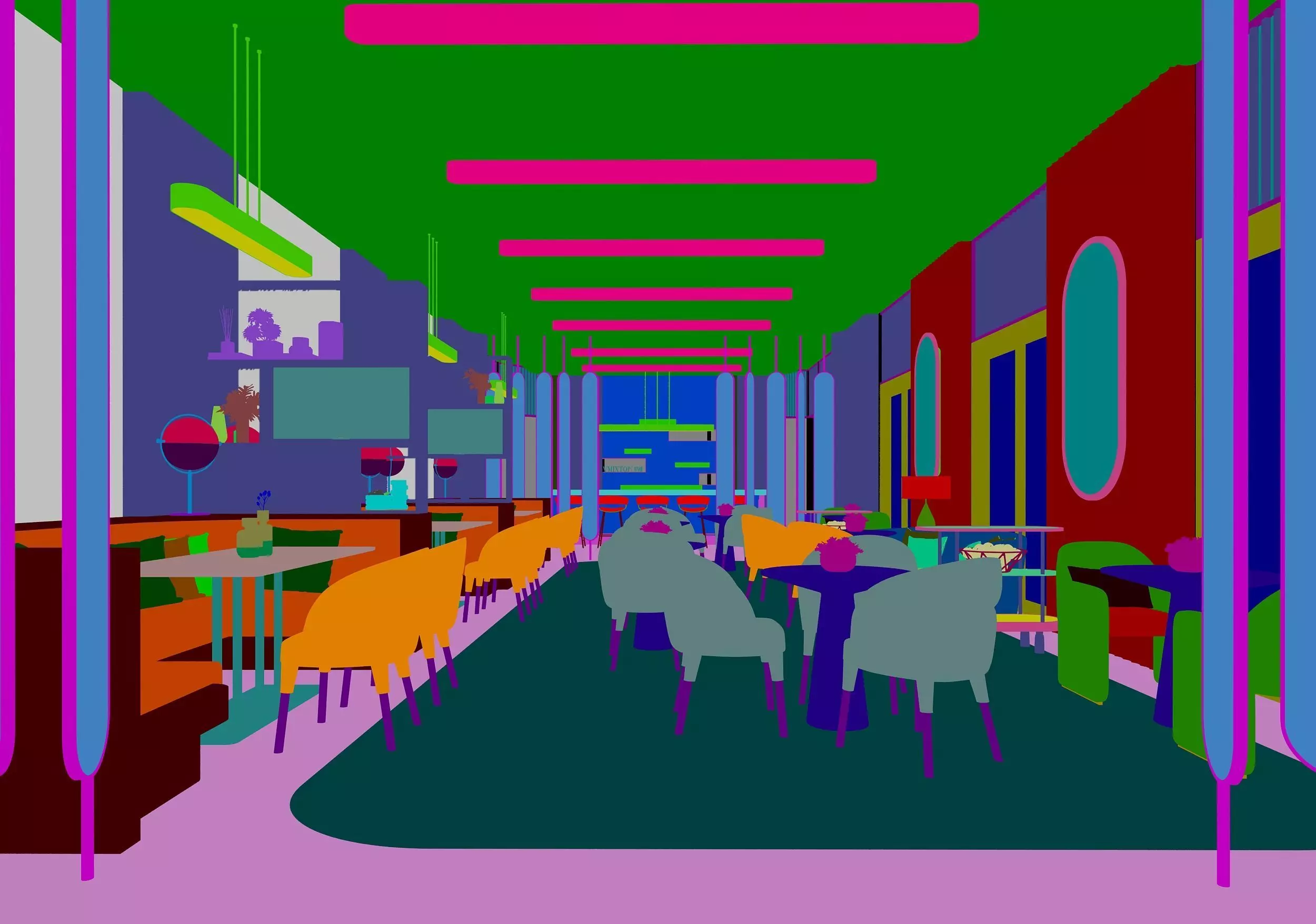 restaurant interior 3D model_6