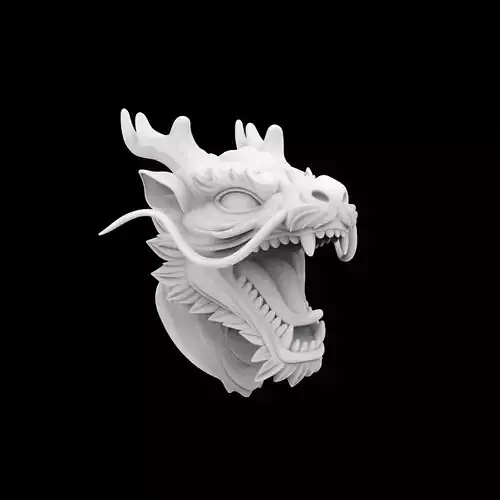 Eastern Dragon Roaring Head Statue 3D Print Model
