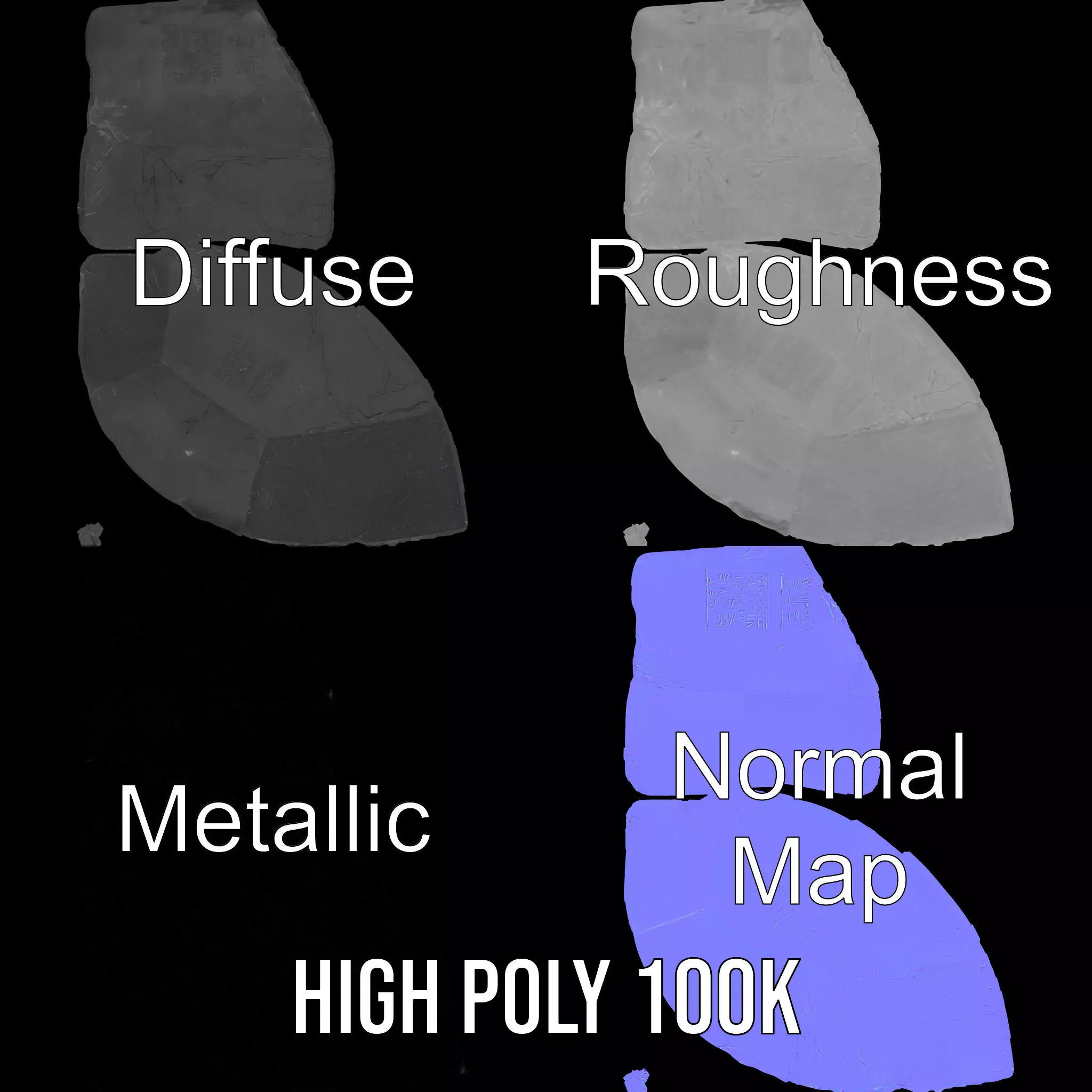 Ancient Stone Tablet model pack Low-poly 3D model_3