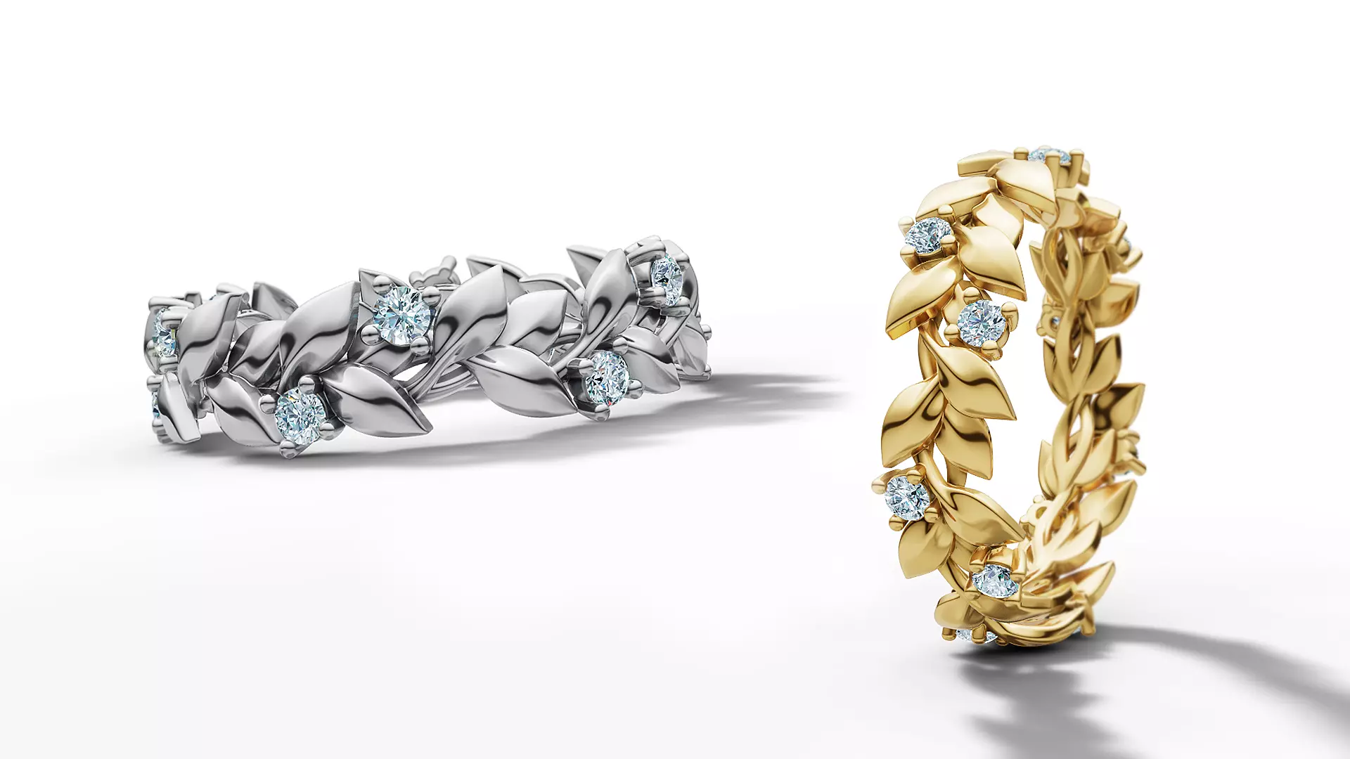 Floral Leaves Eternity Ring Nature Inspired Leaves Ring 3D print model