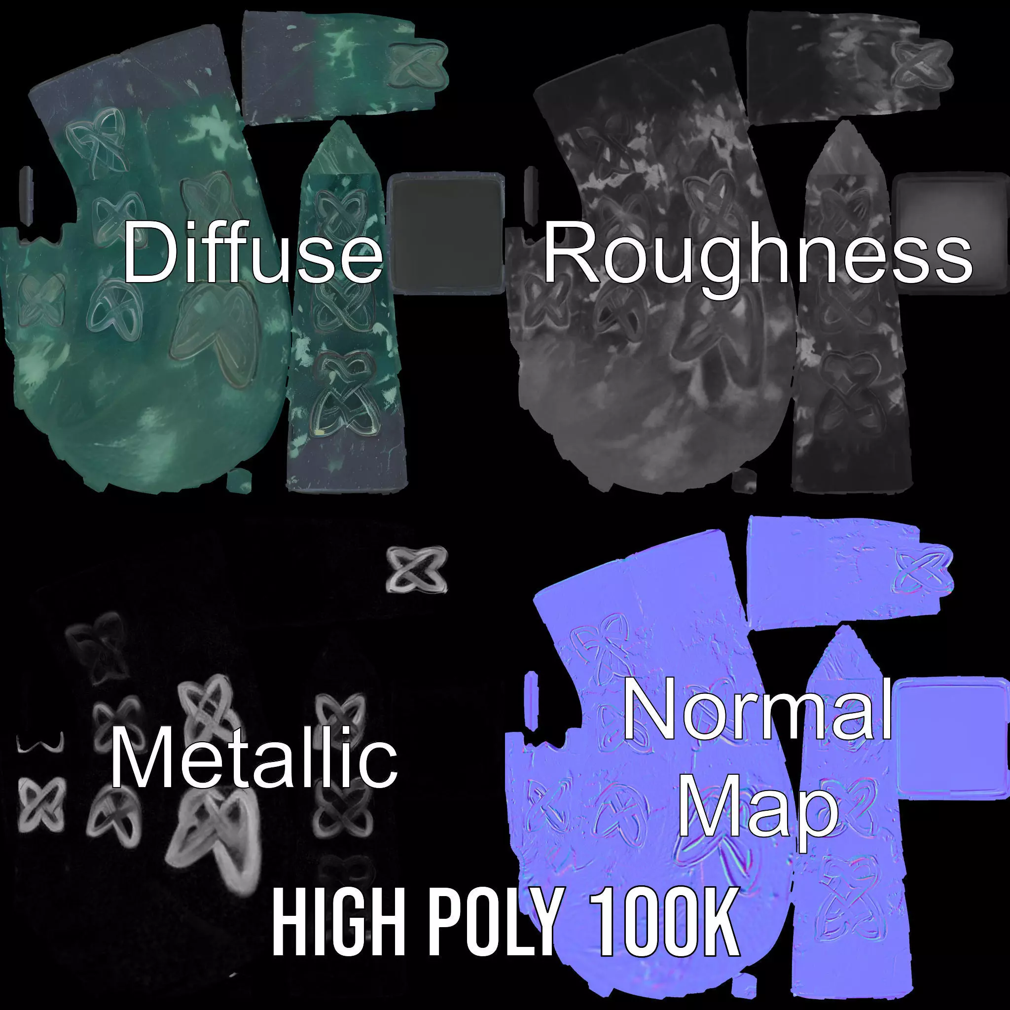 Green Marble Obelisk model pack Low-poly 3D model_3