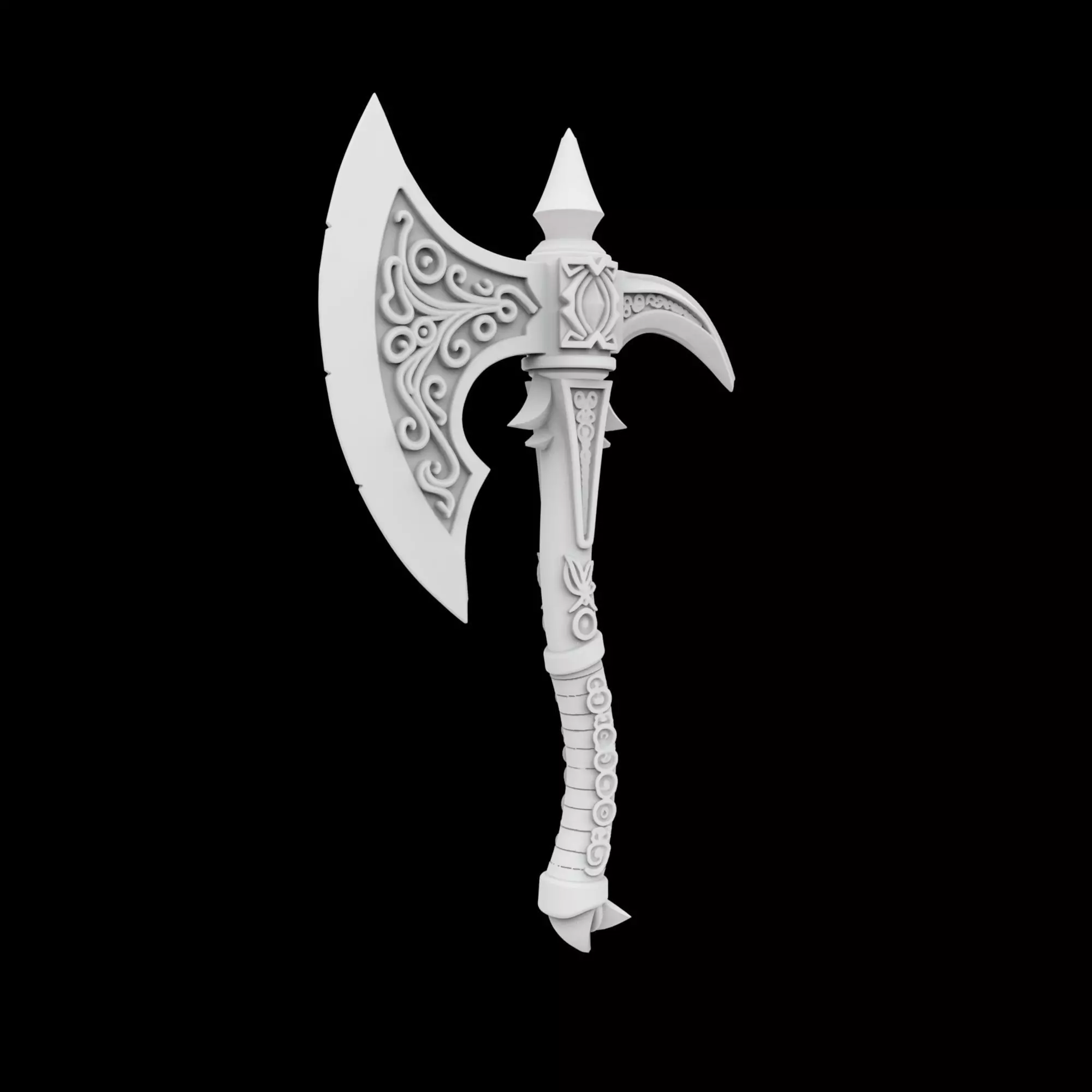 Fantasy Battle Axe 3D Print Model 3D print model_0