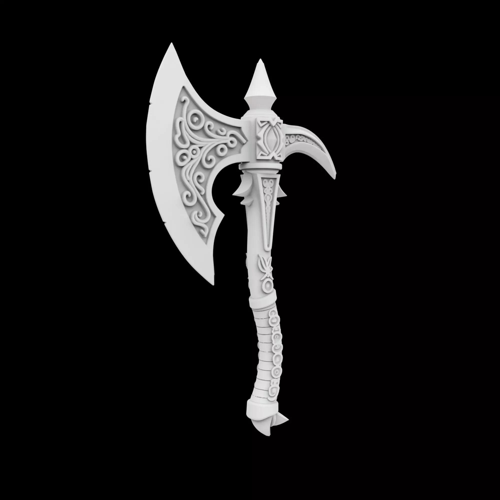 Fantasy Battle Axe 3D Print Model 3D print model_6