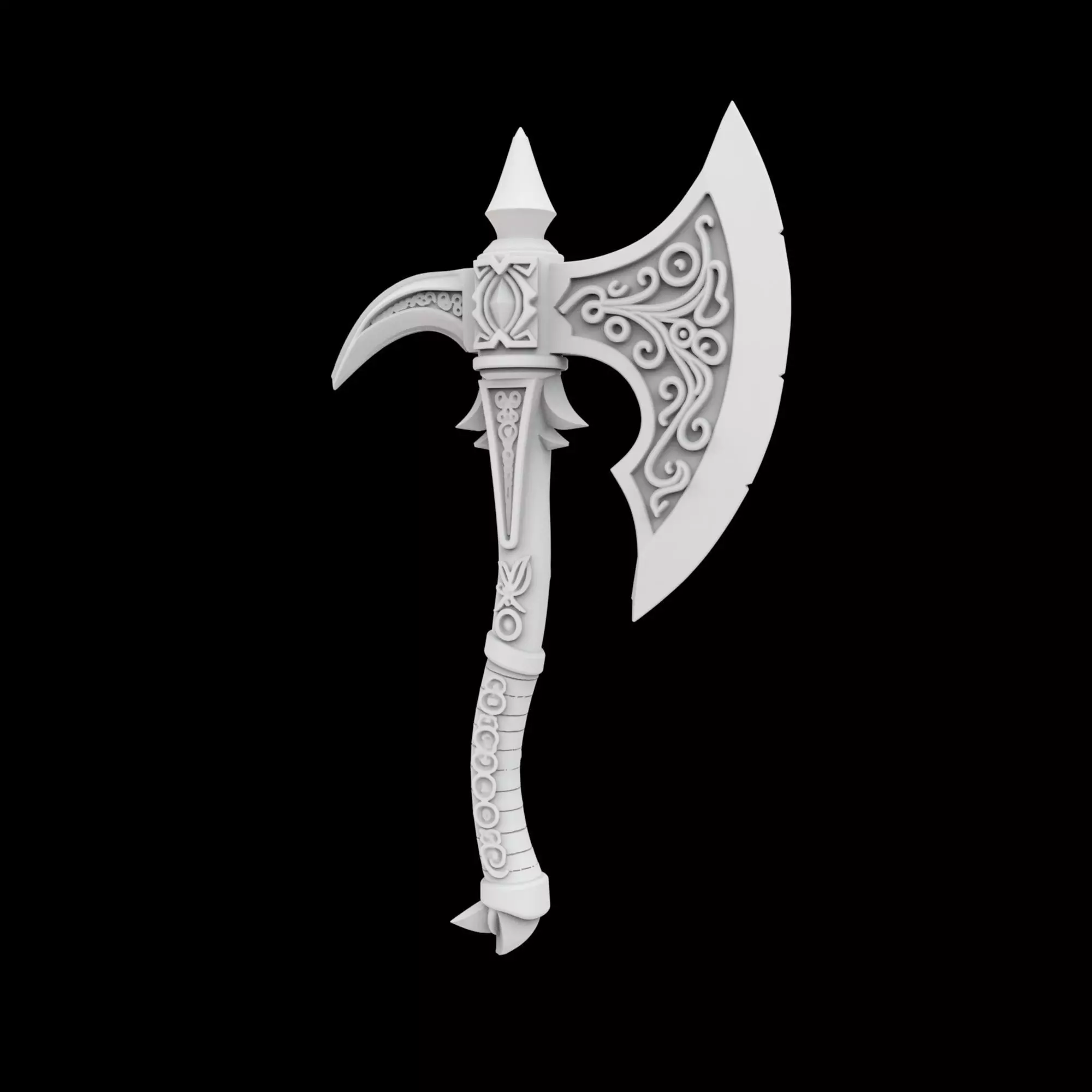 Fantasy Battle Axe 3D Print Model 3D print model_4