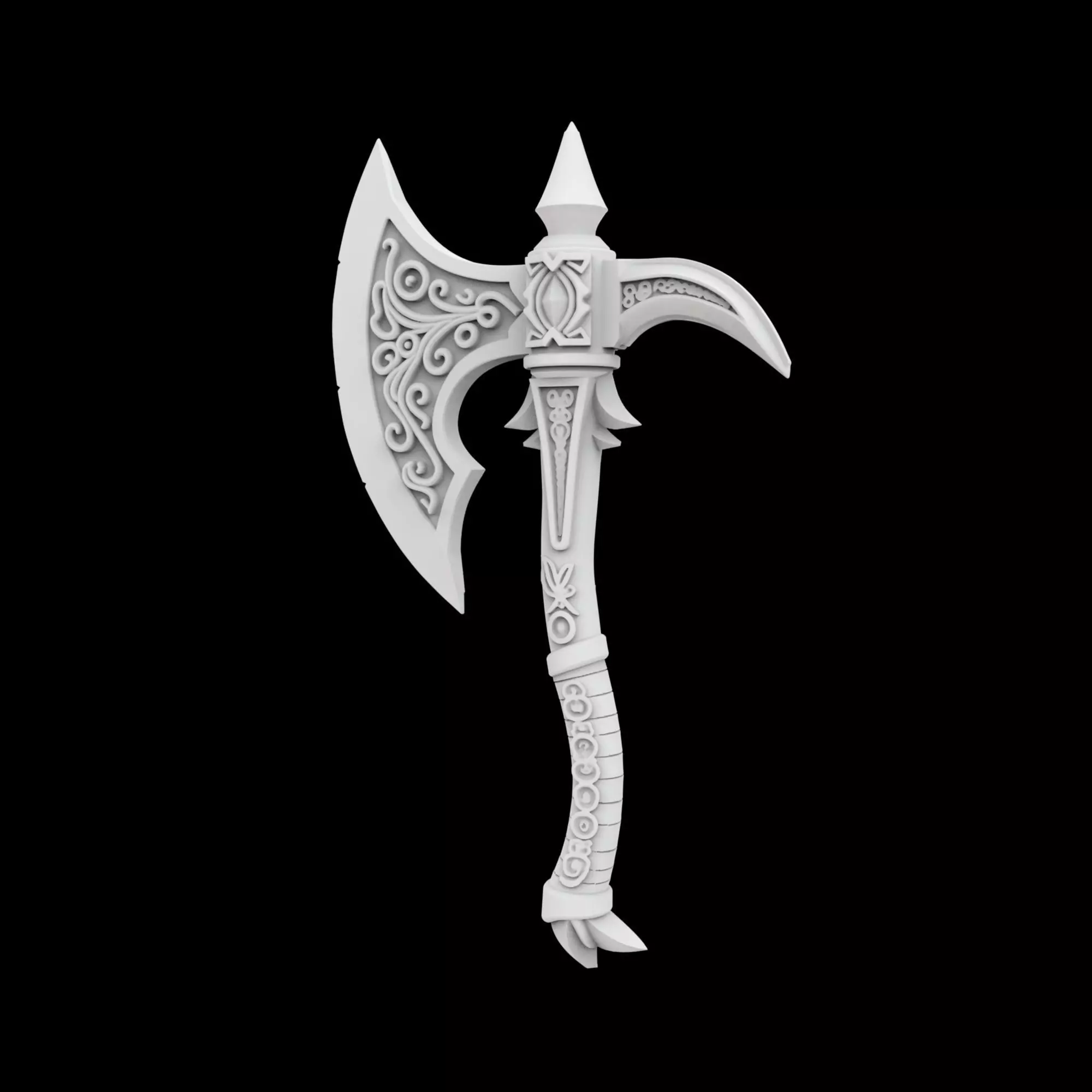 Fantasy Battle Axe 3D Print Model 3D print model_1
