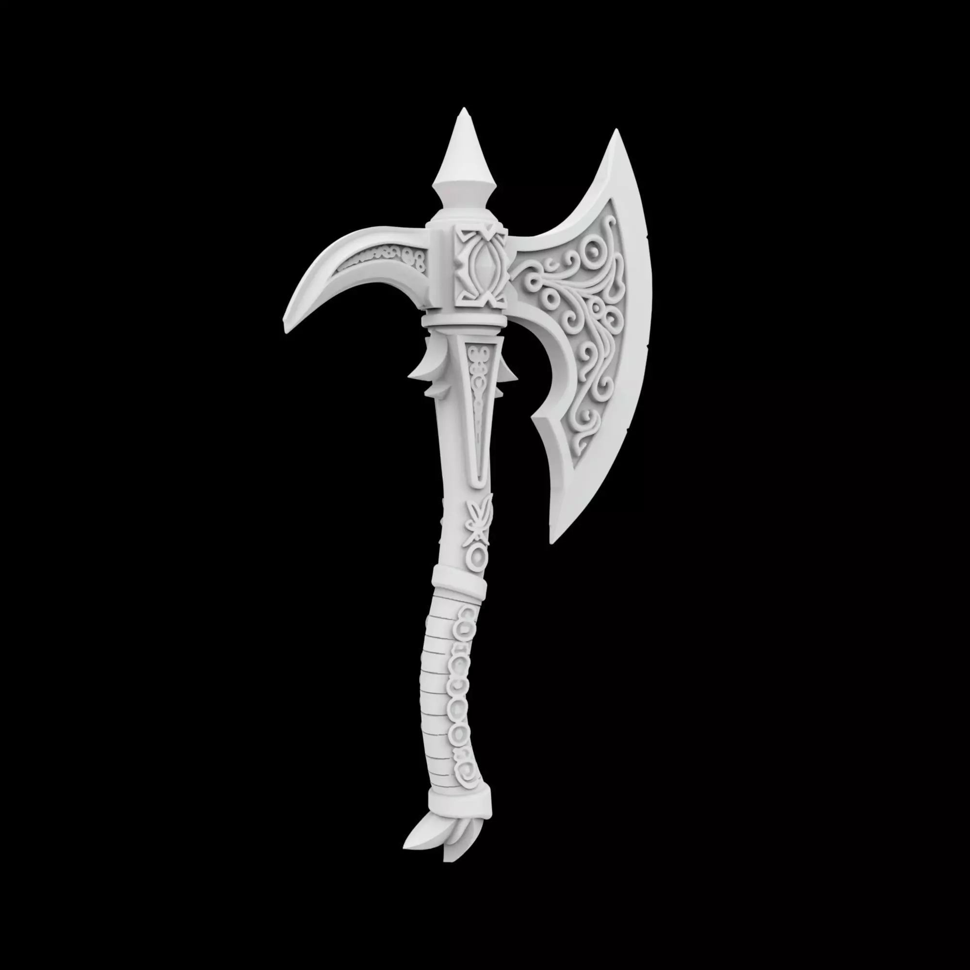 Fantasy Battle Axe 3D Print Model 3D print model_3