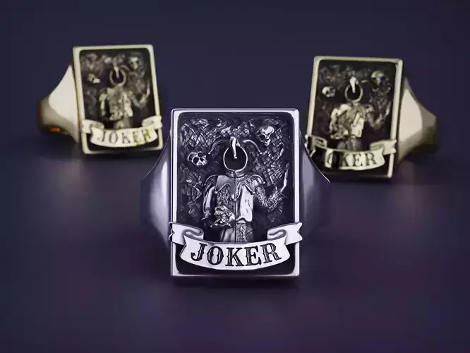 Joker Signet Ring   Gothic Skull Mens Ring 3D Printable Jewelry