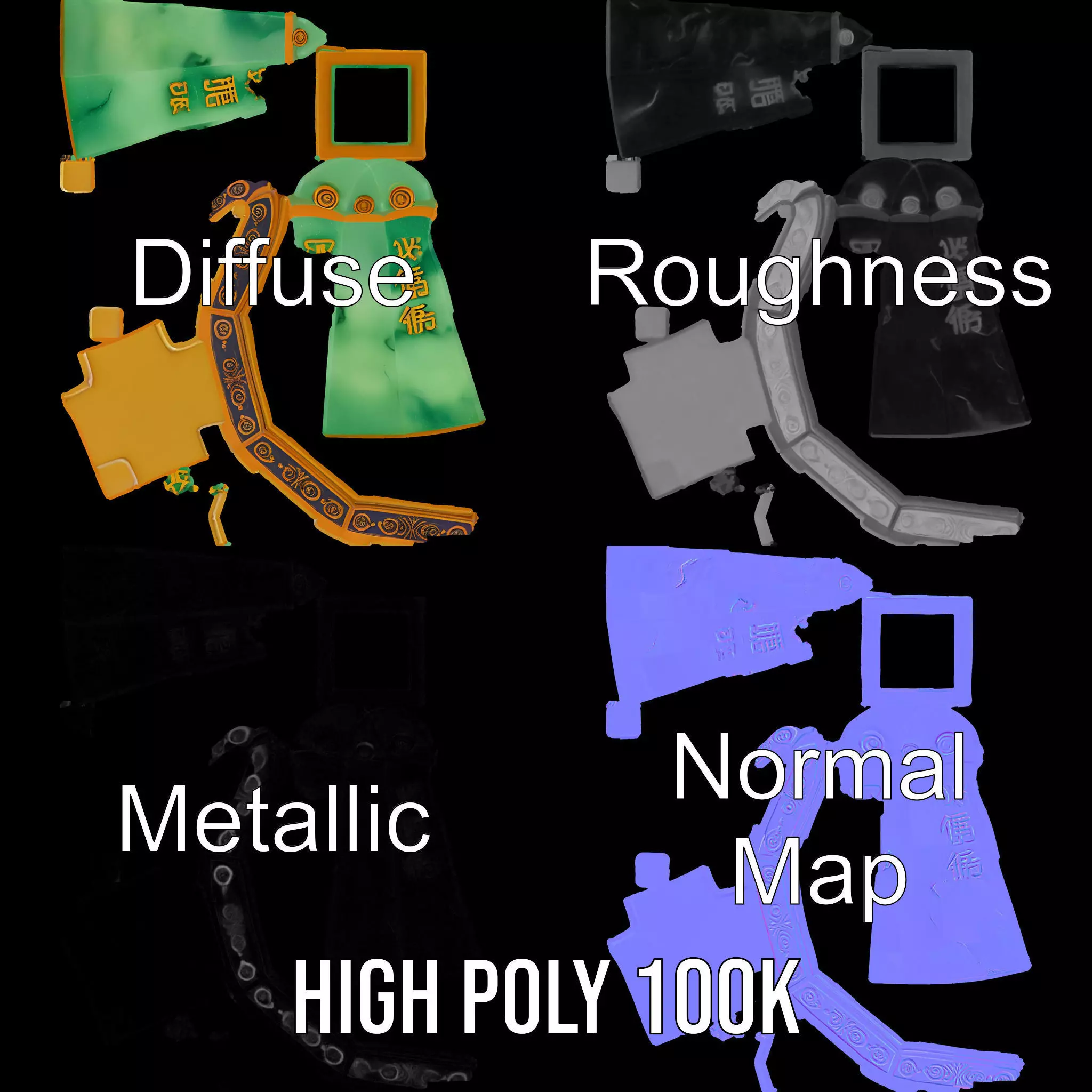 Emerald Obelisk Jade model pack Low-poly 3D model_3