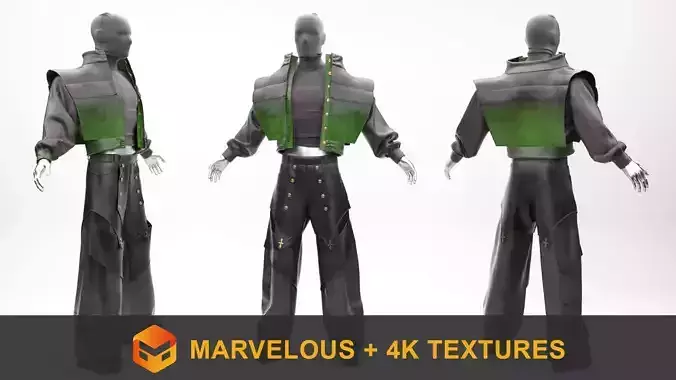 Leather hood black outfit