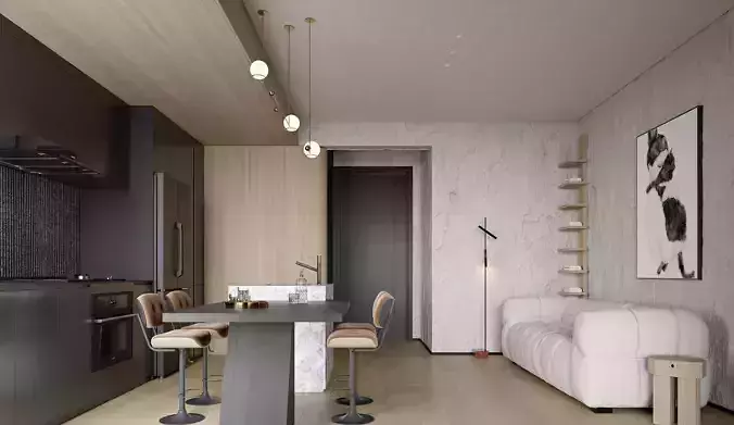 Modern living room dining room interior scenes 