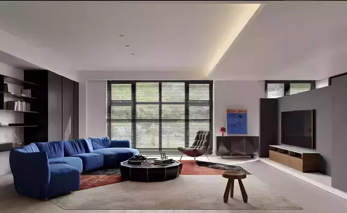 Modern living room dining room interior scenes 