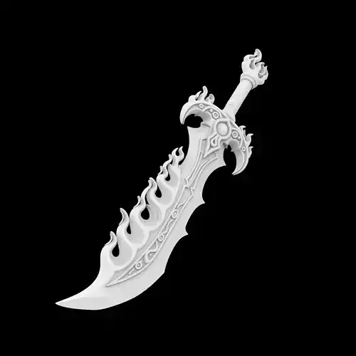 Flame Blade Fantasy Sword 3D Printable Model