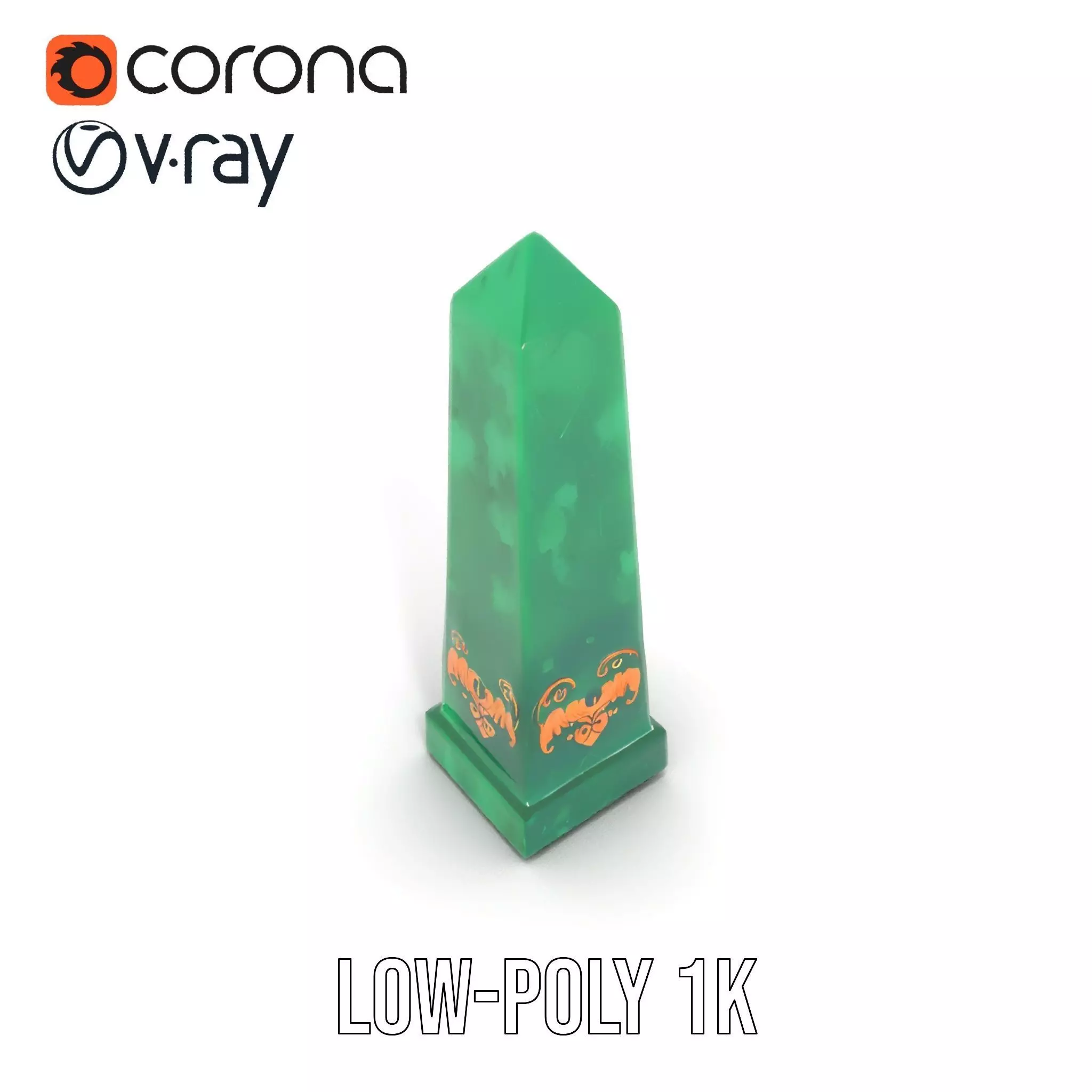 Emerald Obelisk Decor model pack Low-poly 3D model_12