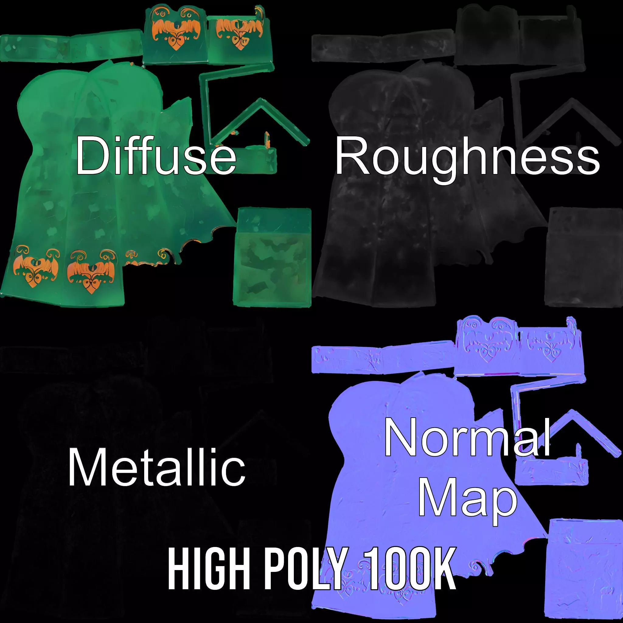 Emerald Obelisk Decor model pack Low-poly 3D model_3