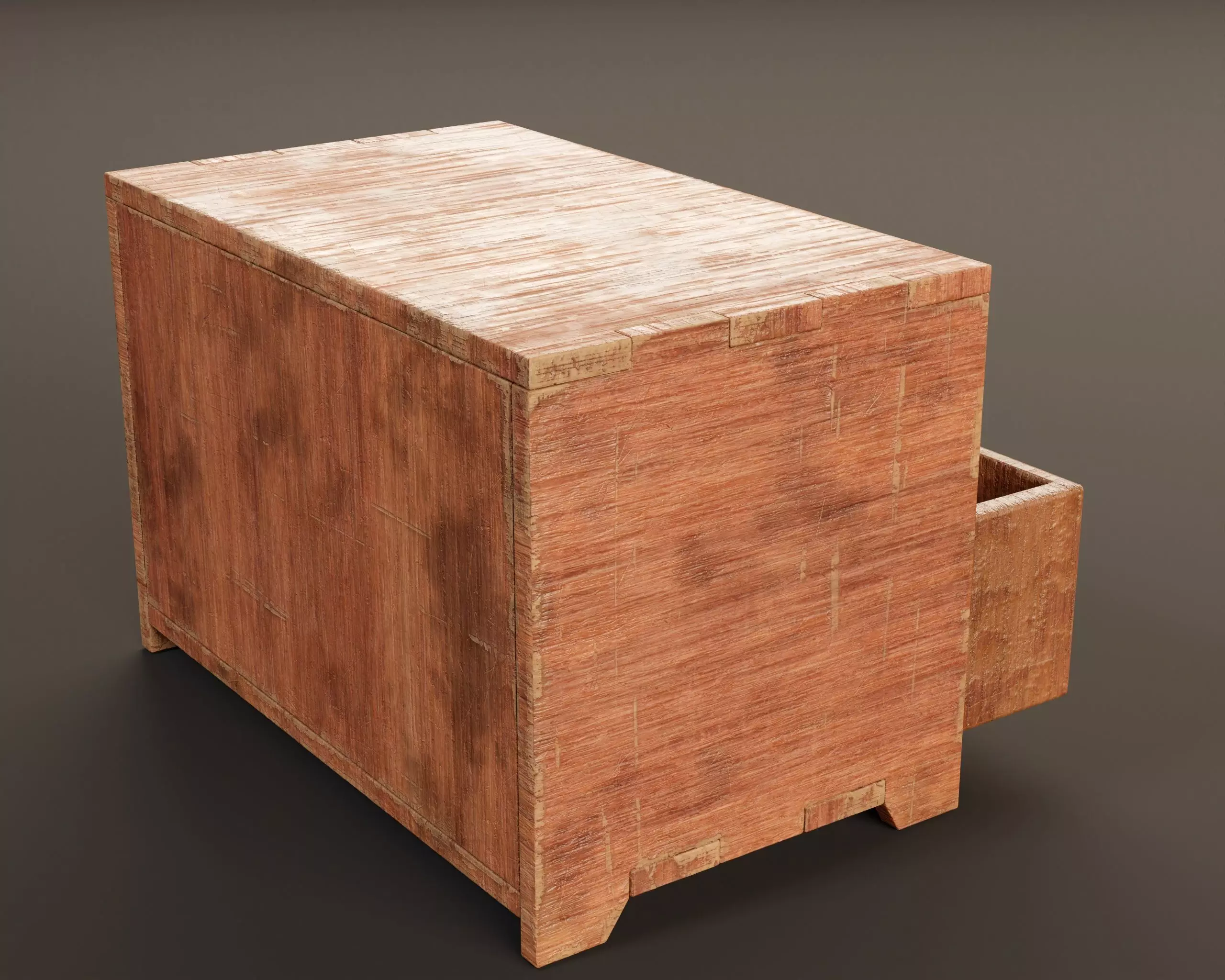 Japanese Vintage Wooden Drawer Low-poly 3D model_12