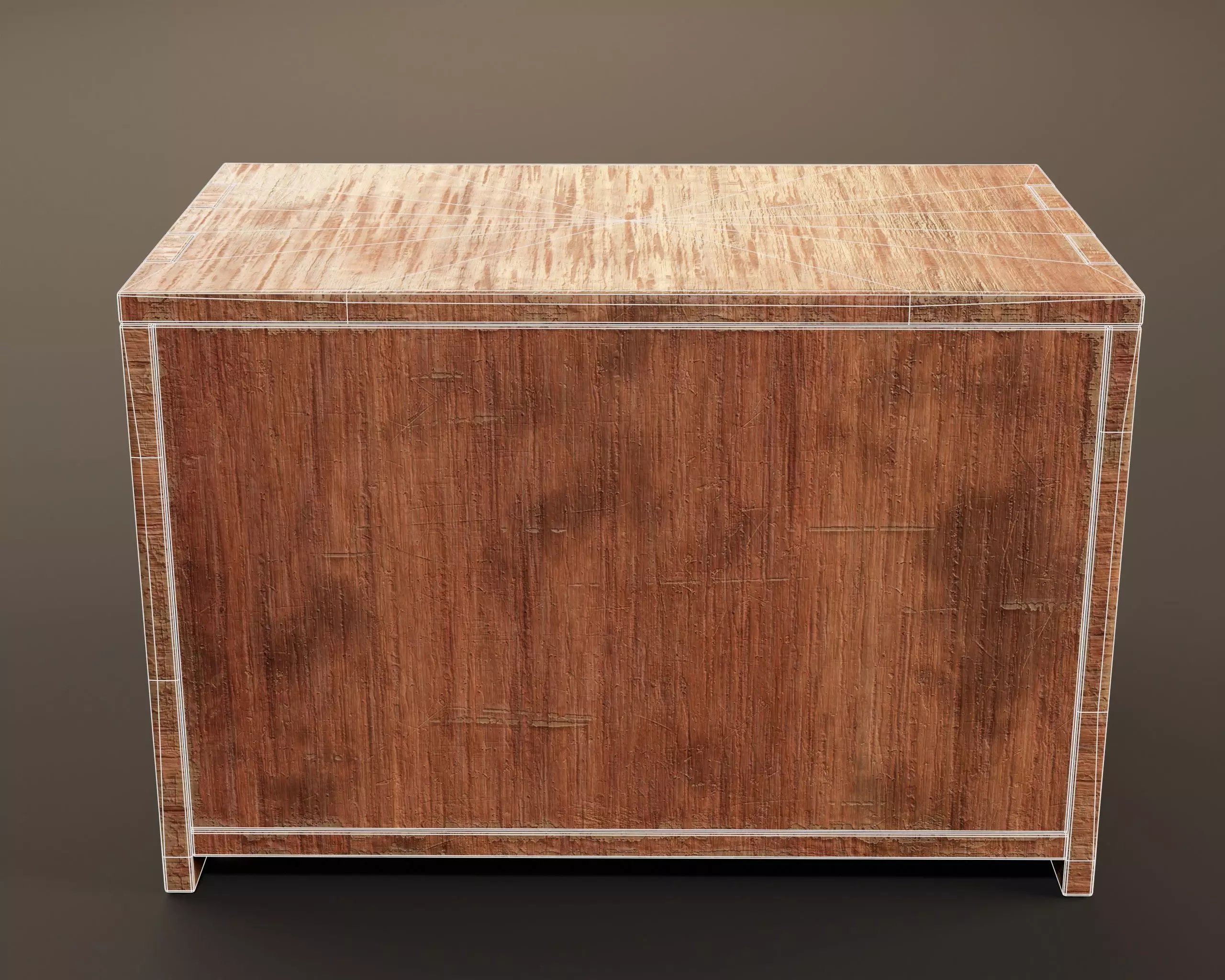 Japanese Vintage Wooden Drawer Low-poly 3D model_11