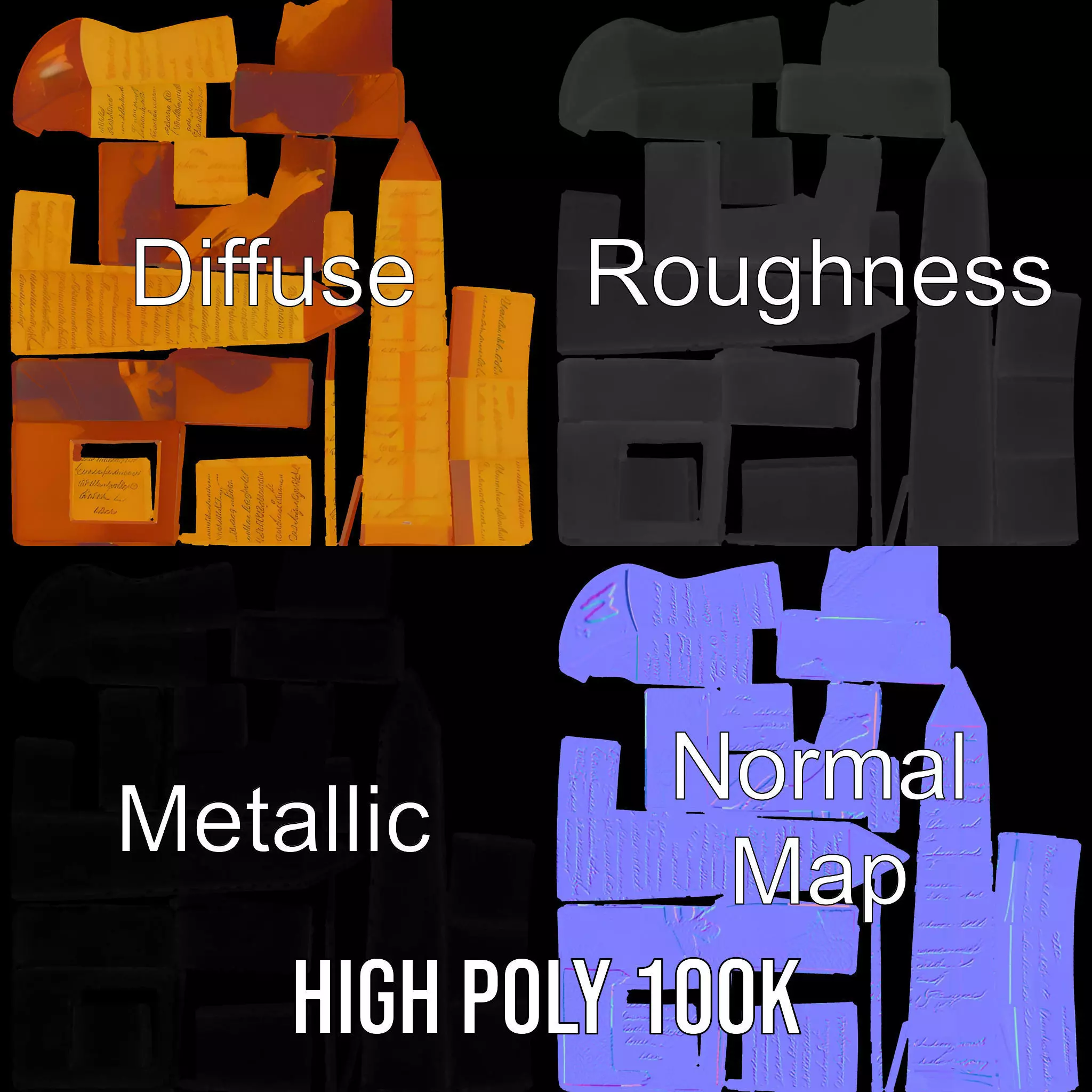 Amber Obelisk model pack Low-poly 3D model_3